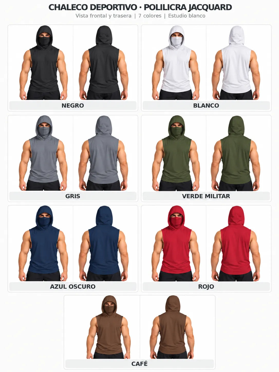 Chaleco Deportivo UV · Capucha + Máscara